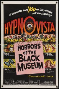 5j503 HORRORS OF THE BLACK MUSEUM 1sh '59 an amazing new dimension in screen thrills, Hypno-Vista!