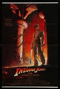 5j530 INDIANA JONES & THE TEMPLE OF DOOM 1sh '84 adventure is Ford's name, Bruce Wolfe art!