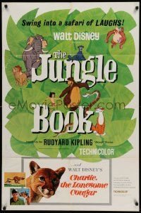 5j551 JUNGLE BOOK/CHARLIE THE LONESOME COUGAR 1sh '67 Disney's classic safari of laughs!