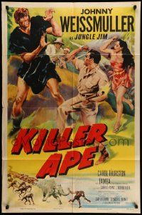 5j556 KILLER APE 1sh '53 Weissmuller as Jungle Jim, drug-mad beasts ravage human prey!