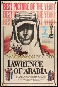 5j568 LAWRENCE OF ARABIA style D 1sh '63 David Lean classic, silhouette art of Peter O'Toole!
