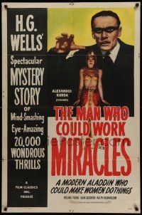 5j618 MAN WHO COULD WORK MIRACLES 1sh R47 H.G. Wells, a modern Aladdin who made women do things!