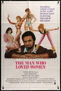 5j620 MAN WHO LOVED WOMEN int'l 1sh '83 Burt Reynolds, Julie Andrews, Basinger, art of sexy women!
