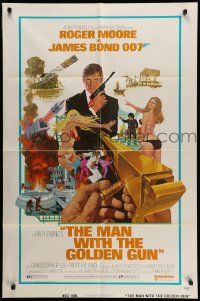 5j622 MAN WITH THE GOLDEN GUN West Hemi 1sh '74 art of Roger Moore as James Bond by Robert McGinnis