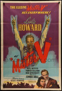 5j644 MISTER V 1sh '41 Leslie Howard is everywhere in World War II, helping England to victory!