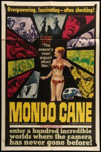 5j647 MONDO CANE 1sh '63 classic early Italian documentary of human oddities, wild images!