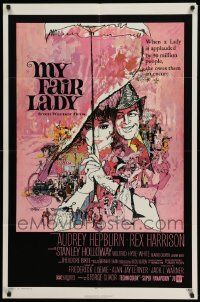 5j657 MY FAIR LADY 1sh R71 art of Audrey Hepburn & Rex Harrison by Bob Peak and Bill Gold!
