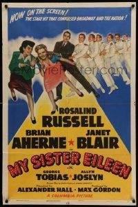 5j662 MY SISTER EILEEN style B 1sh '42 Rosalind Russell in stage hit that convulsed Broadway!