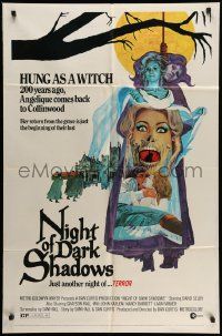 5j678 NIGHT OF DARK SHADOWS 1sh '71 wild freaky art of the woman hung as a witch 200 years ago!