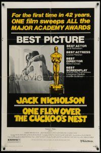 5j693 ONE FLEW OVER THE CUCKOO'S NEST awards 1sh '75 Nicholson & Sampson, Forman, Best Picture!