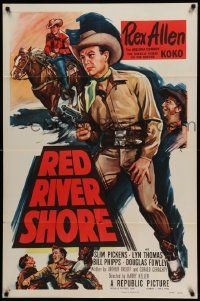 5j742 RED RIVER SHORE 1sh '53 cool full-length artwork of cowboy Rex Allen pointing gun!