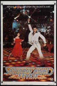 5j767 SATURDAY NIGHT FEVER teaser 1sh '77 best image of disco John Travolta & Karen Lynn Gorney!