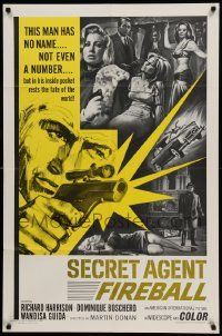 5j772 SECRET AGENT FIREBALL 1sh '66 Bond rip-off, the man with no name, not even a number!
