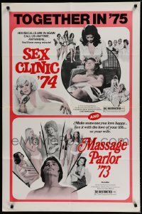 5j781 SEX CLINIC '74/MASSAGE PARLOR '73 1sh '75 see it with the love of your life, double-bill!