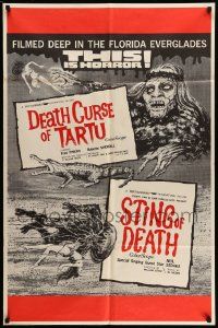 5j837 STING OF DEATH/DEATH CURSE OF TARTU 1sh '60s wacky horror sci-fi from Florida!