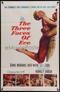 5j895 THREE FACES OF EVE 1sh '57 David Wayne, Joanne Woodward has multiple personalities!