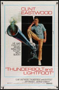 5j899 THUNDERBOLT & LIGHTFOOT style C 1sh '74 art of Clint Eastwood with HUGE gun by McGinnis!