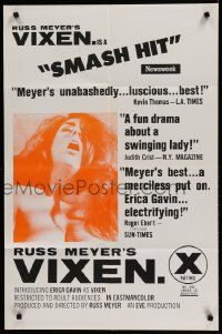 5j947 VIXEN 25x38 1sh '68 classic Russ Meyer, is sexy naked Erica Gavin woman or animal?