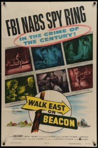 5j952 WALK EAST ON BEACON 1sh '52 J. Edgar Hoover, FBI nabs spies in the crime of the century