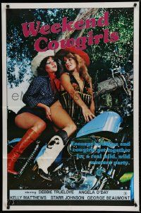 5j960 WEEKEND COWGIRLS 1sh '83 Ray Dennis Steckler, Debbie Truelove, sexy girls on Harley!