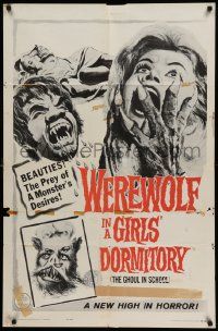 5j963 WEREWOLF IN A GIRLS' DORMITORY 1sh '63 beauties are the prey of a monster's desires!