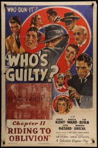 5j971 WHO'S GUILTY chapter 11 1sh '45 Robert Kent & Ward in mystery serial, Riding to Oblivion!