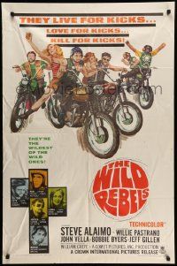 5j974 WILD REBELS 1sh '67 savage bad bikers who live, love, & kill for kicks!
