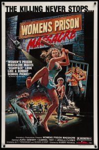 5j982 WOMEN'S PRISON MASSACRE 1sh '85 Emanuelle Fuga Dall'Inferno, wild art of violent girls!