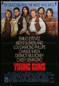 5j994 YOUNG GUNS int'l 1sh '88 Emilio Estevez, Charlie Sheen, Sutherland, Lou Diamond Phillips!