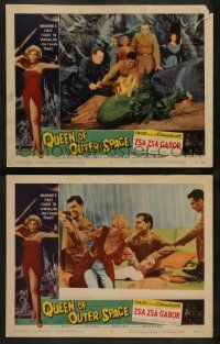 5k954 QUEEN OF OUTER SPACE 2 LCs '58 sexy Zsa Zsa Gabor & Laurie Mitchell on Venus!