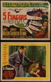 5k022 5 FINGERS 8 LCs '52 James Mason, Danielle Darrieux, true story of the most fabulous spy!