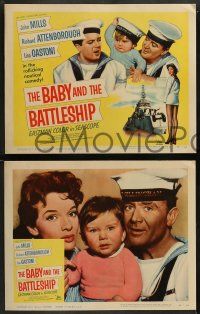 5k049 BABY & THE BATTLESHIP 8 LCs '57 English sailors John Mills & Richard Attenborough!