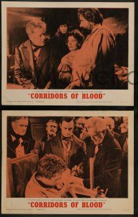 5k674 CORRIDORS OF BLOOD 6 LCs '63 Boris Karloff, Betta St. John, blood-curdling experiments!