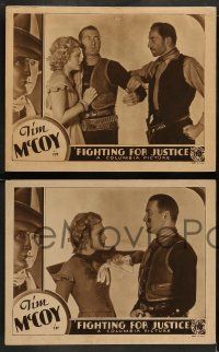 5k828 FIGHTING FOR JUSTICE 3 LCs '32 great images of Tim McCoy, Joyce Compton, Walter Brennan!