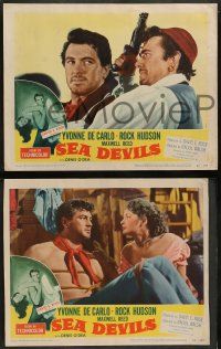 5k493 SEA DEVILS 8 LCs '53 Rock Hudson, sexy Yvonne De Carlo, directed by Raoul Walsh!