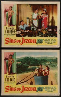 5k742 SINS OF JEZEBEL 5 LCs '53 sexy Paulette Goddard as the most wicked woman who ever lived!