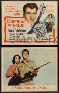 5k527 SOMETHING OF VALUE 8 LCs '57 Rock Hudson & Dana Wynter are hunted in Africa!