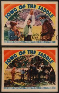 5k875 SONG OF THE SADDLE 3 LCs '36 great images of singing western cowboy Dick Foran!