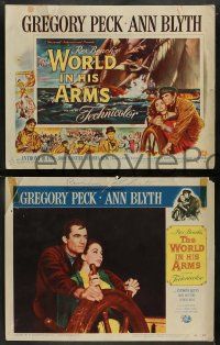5k634 WORLD IN HIS ARMS 8 LCs '52 cool images of Gregory Peck, Ann Blyth, from Rex Beach novel!