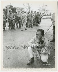 5m137 ANZIO candid 8x10 still '68 director Dmytryk kneeling with walkie talkie in front of soldiers!