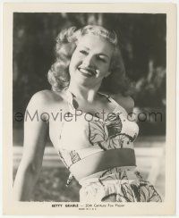 5m163 BETTY GRABLE 8.25x10 still '40s beautiful smiling close up in sexy two-piece swimsuit!
