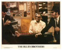 5m011 BLUES BROTHERS 8x10 mini LC '80 John Belushi & Dan Aykroyd sing with Ray Charles on piano!