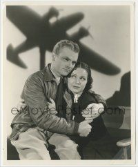 5m243 CEILING ZERO 8.25x10 still '36 Cagney & Travis hugging under airplane silhouette by Longworth
