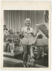 5m263 COLLEGIATE 8x11 key book still '36 Betty Grable showing her sexy legs & conducting band!