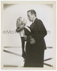 5m288 DEAD RECKONING 8.25x10.25 still '47 Humphrey Bogart embracing sexy Lizabeth Scott with gun!