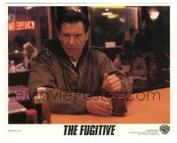 5m032 FUGITIVE 8x10 mini LC '93 Harrison Ford as Richard Kimble sitting in diner!