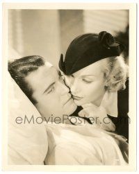 5m395 GAY BRIDE 8x10.25 still '34 super c/u of Carole Lombard kissing Chester Morris laying in bed!