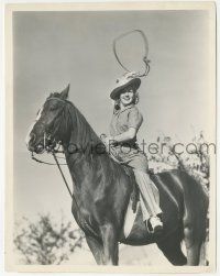 5m396 GAY DIVORCEE candid 8x10.25 still '34 vivacious Betty Grable teases cowboys with her lasso!
