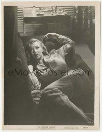 5m609 MARILYN MONROE 8.25x10 still '50 close up cowering on couch from The Asphalt Jungle!