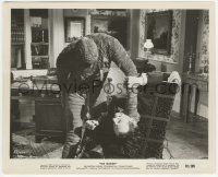 5m648 MUMMY 8x10 still '59 Christopher Lee as the bandaged monster attacking Peter Cushing, Hammer